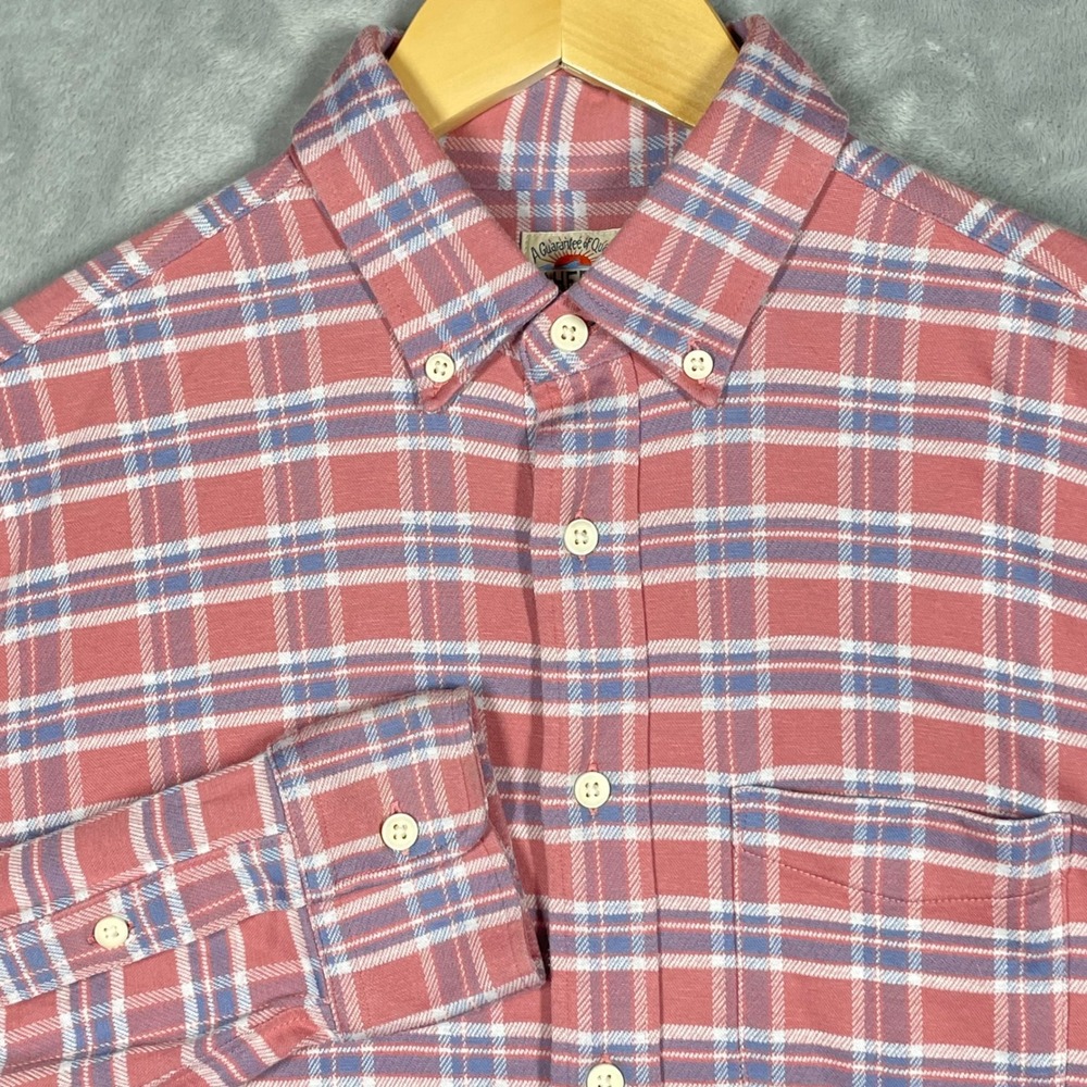 Faherty Brand Mens Small Pink Blue Plaid Supima Cotton Lyocell Shirt MXF2400